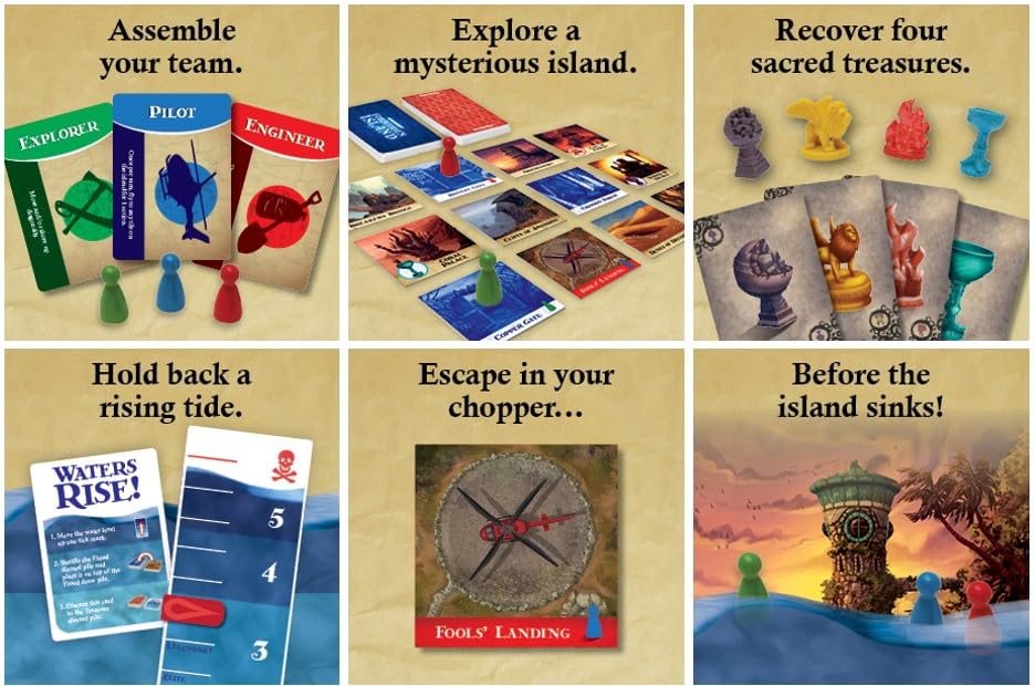 Forbidden Island island tiles show dynamic sinking danger during play