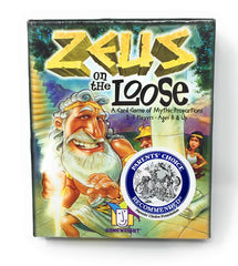 Gamewright Zeus on the Loose card game box, ideal for quick family nights.