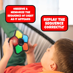 Gamie Mini Memory Game in hand demonstrating portable travel size