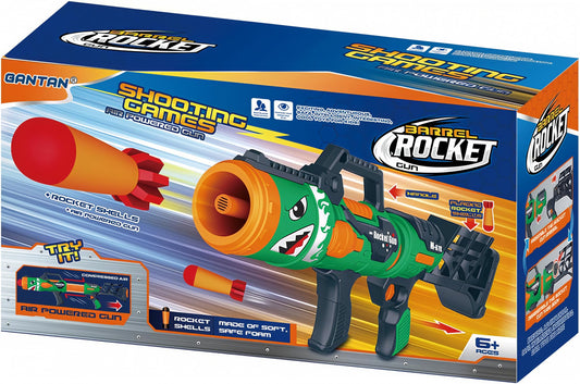 Gantan rocket barrel launcher front view demonstrates durable design for endless play.