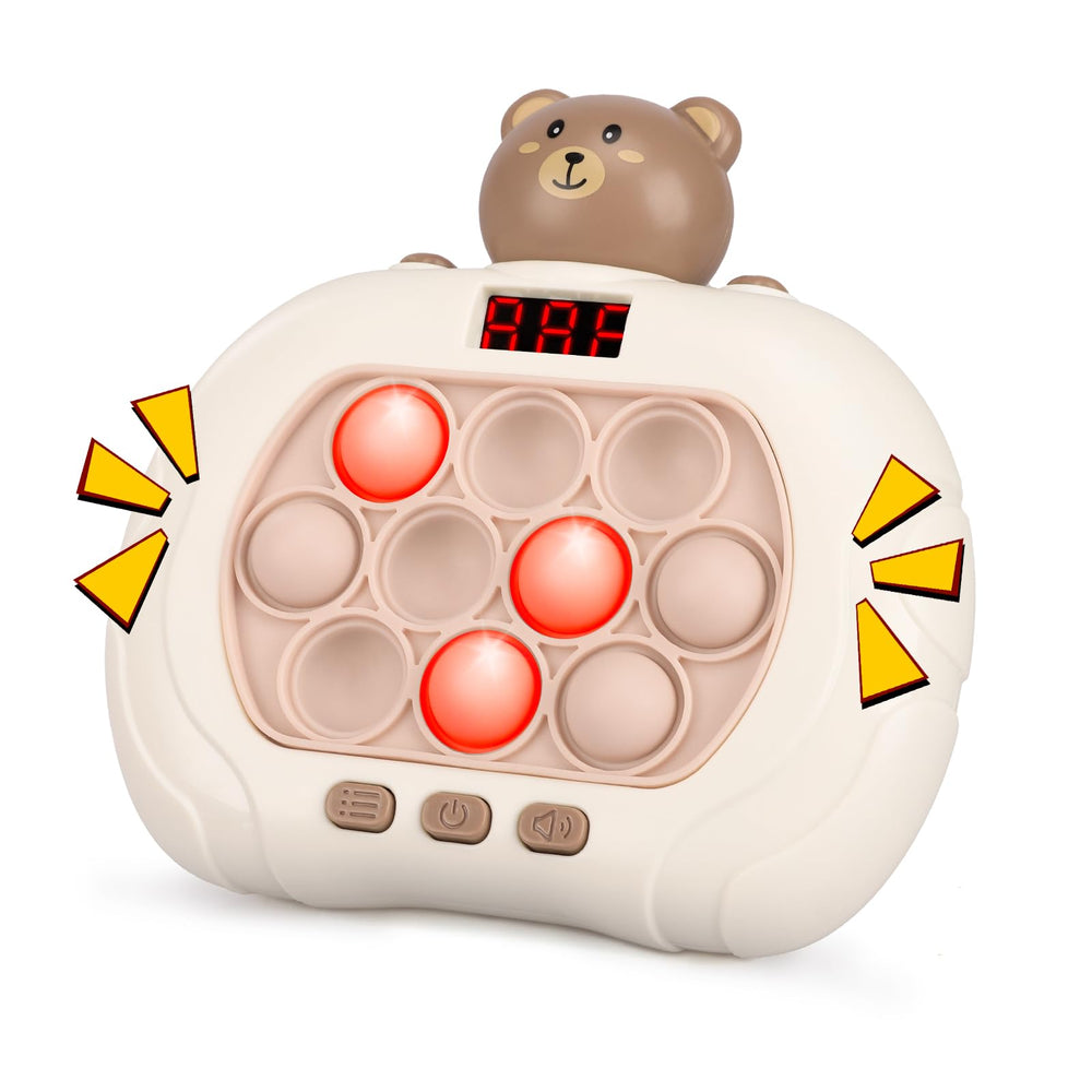 GAPER GO Pop Game Light Up Bear — front view showing LED screen for tactile play and focus.