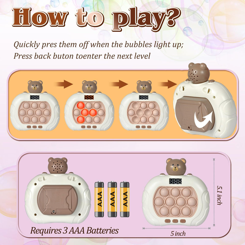 GAPER GO Pop Game Light Up Bear — child using it in hand for portable fun.