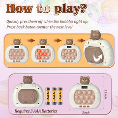 GAPER GO Pop Game Light Up Bear — child using it in hand for portable fun.