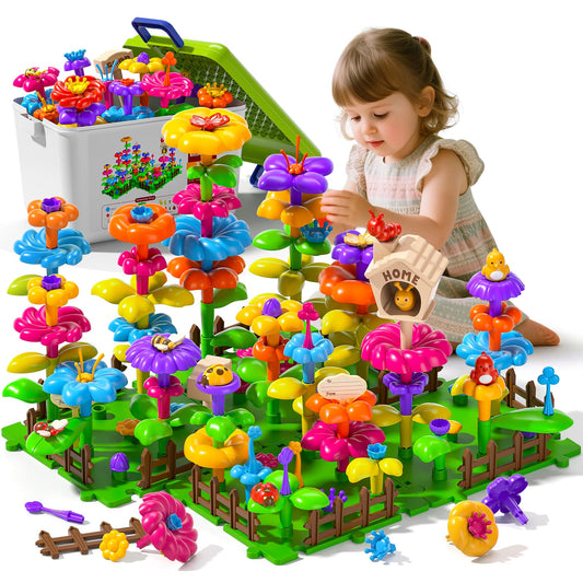 Garbo Star 112p flower petals and stems for open-ended garden play and fine motor practice