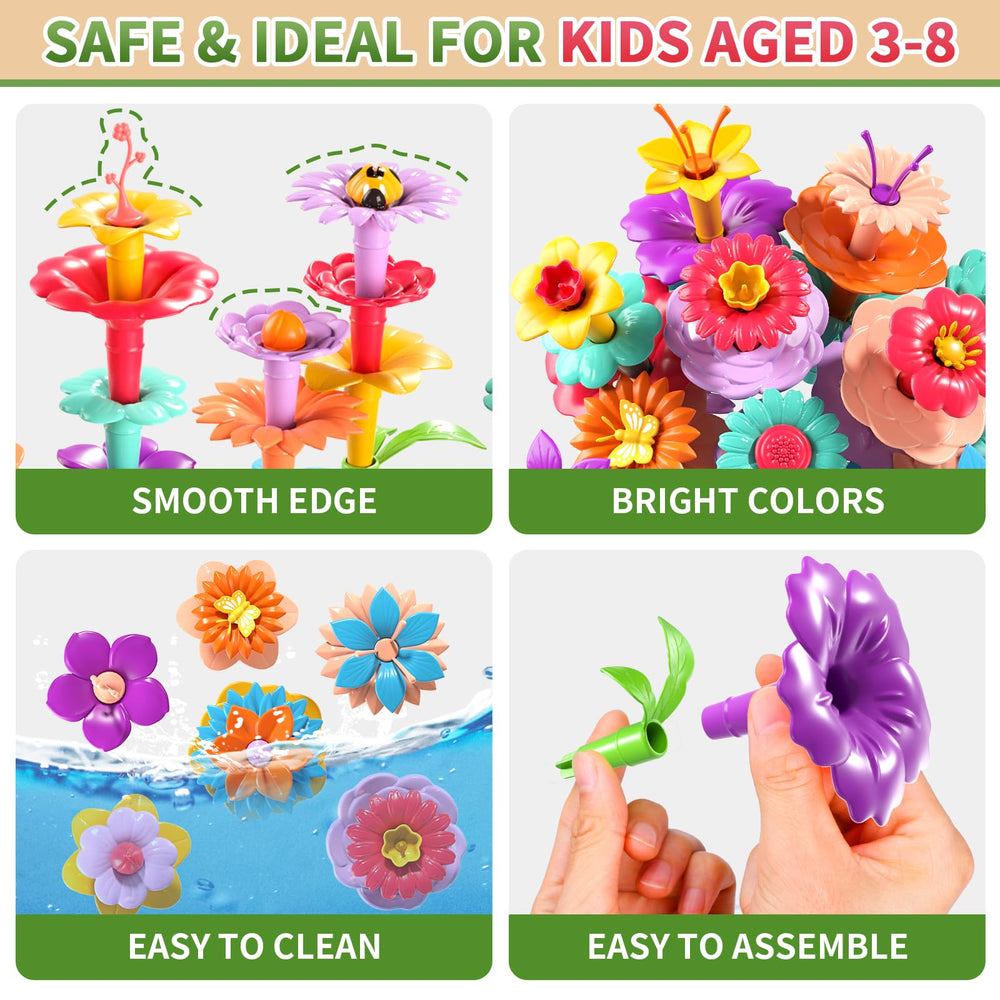 Garbo Star colorful garden scene showing kids building flowers and leaves.