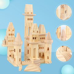 Garlictoys wooden castle blocks arch and tower pieces support fine motor skills.