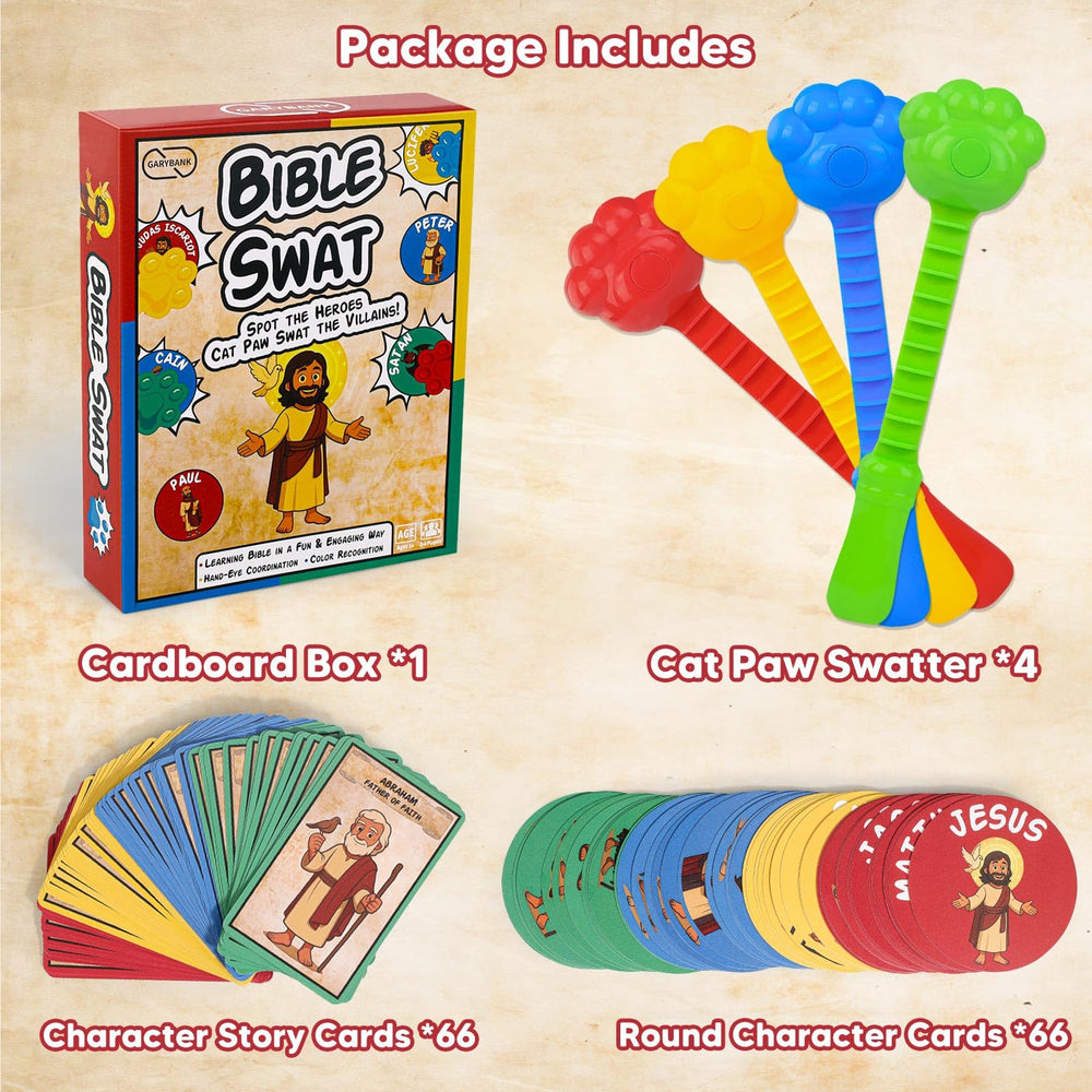 Garybank Bible Swat Game packaging ready for gift-giving and easy storage.