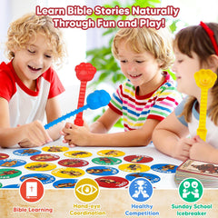 Garybank Bible Swat Game swat action setup promoting quick thinking and eye-hand coordination.