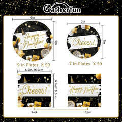 Gatherfun Happy New Year Kit 50 dessert plates for festive treats.