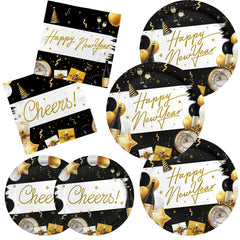 Gatherfun Happy New Year Kit 50 dinner plates ready for a stylish meal.