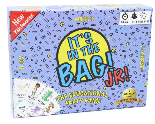 Gatwick Games It's in The Bag Jr card drawing scene boosts imagination and family interaction.