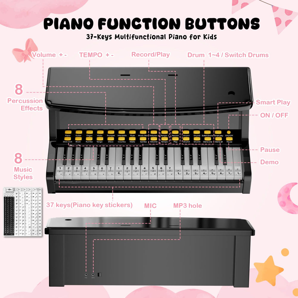 GAYUPLO kids piano with microphone invites singing during playtime.