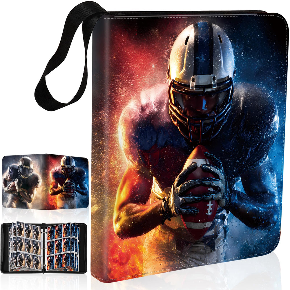 Gbchais 9-pocket football card binder front view shows organized card storage on the go