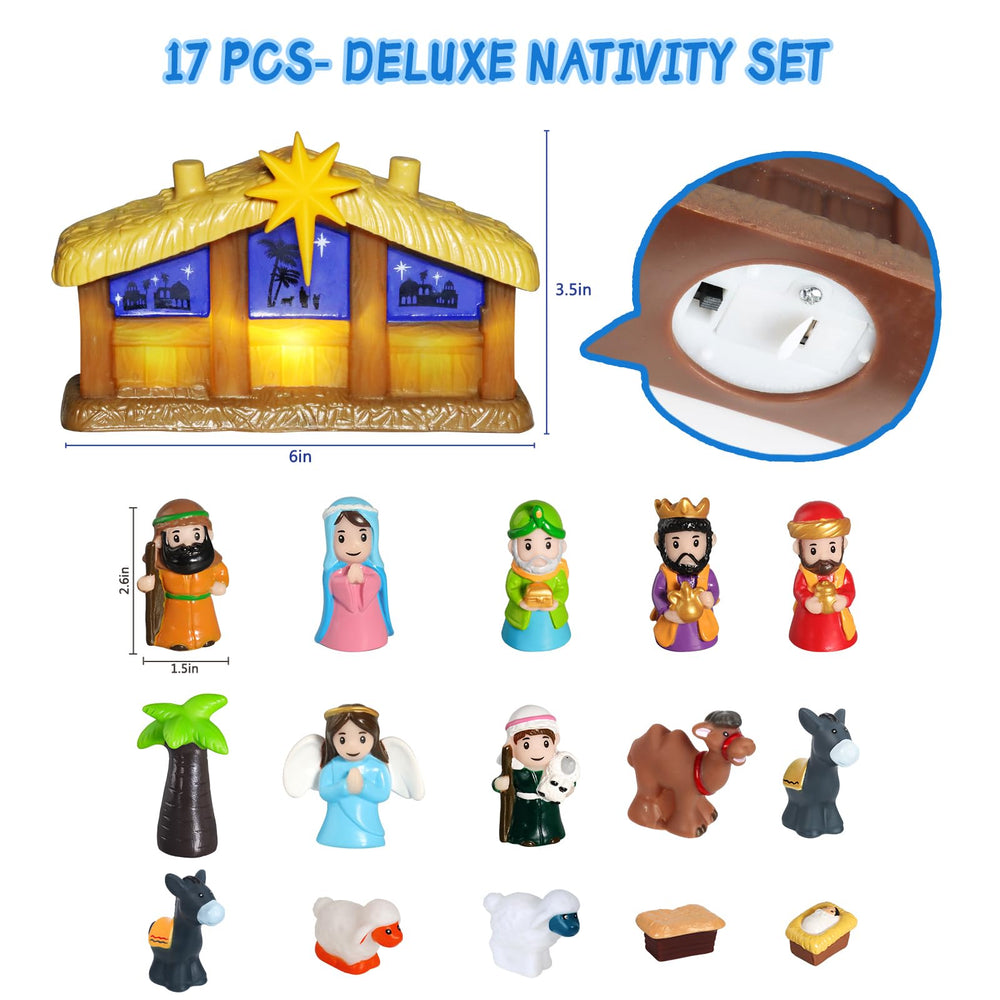 Soft glow from the GDGZT nativity display enhances holiday decor ambience.