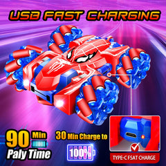 GDRic Spider RC car side profile highlighting dual-side driving capability.
