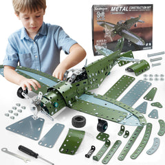Geangvn metal model airplane kit with assembly focus and 285 pieces for ages 8+