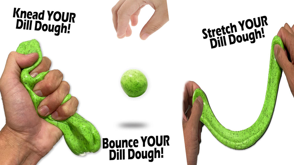 Gears Out Dill Dough Stress Putty being squeezed for tactile relaxation