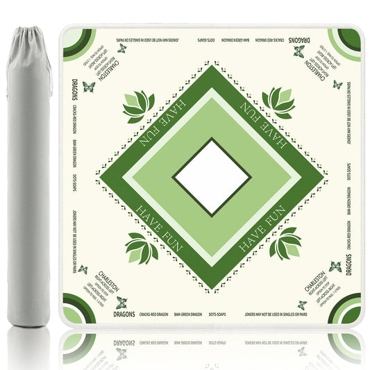 Gedgan Mahjong Mat with lotus and butterfly artwork enhances Asian-themed game nights.