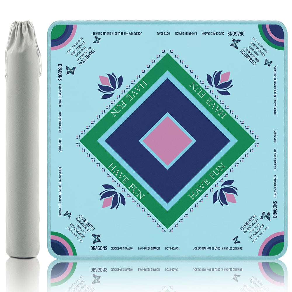 Gedgan turquoise mahjong mat with lotus butterfly artwork enhances decor and protects your table.