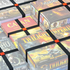 GEEKON premium elastic box bands wrapped on a game box for secure closure.