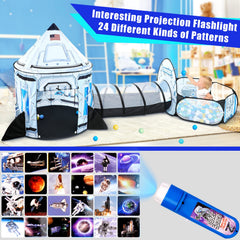 GeerWest 3-in-1 rocket ship set—playhouse, tunnel, and ball pit—for versatile fun