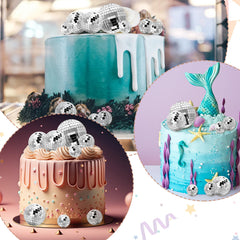 Geetery disco ball topper 3-15inch adds sparkle to cupcakes and celebrations.