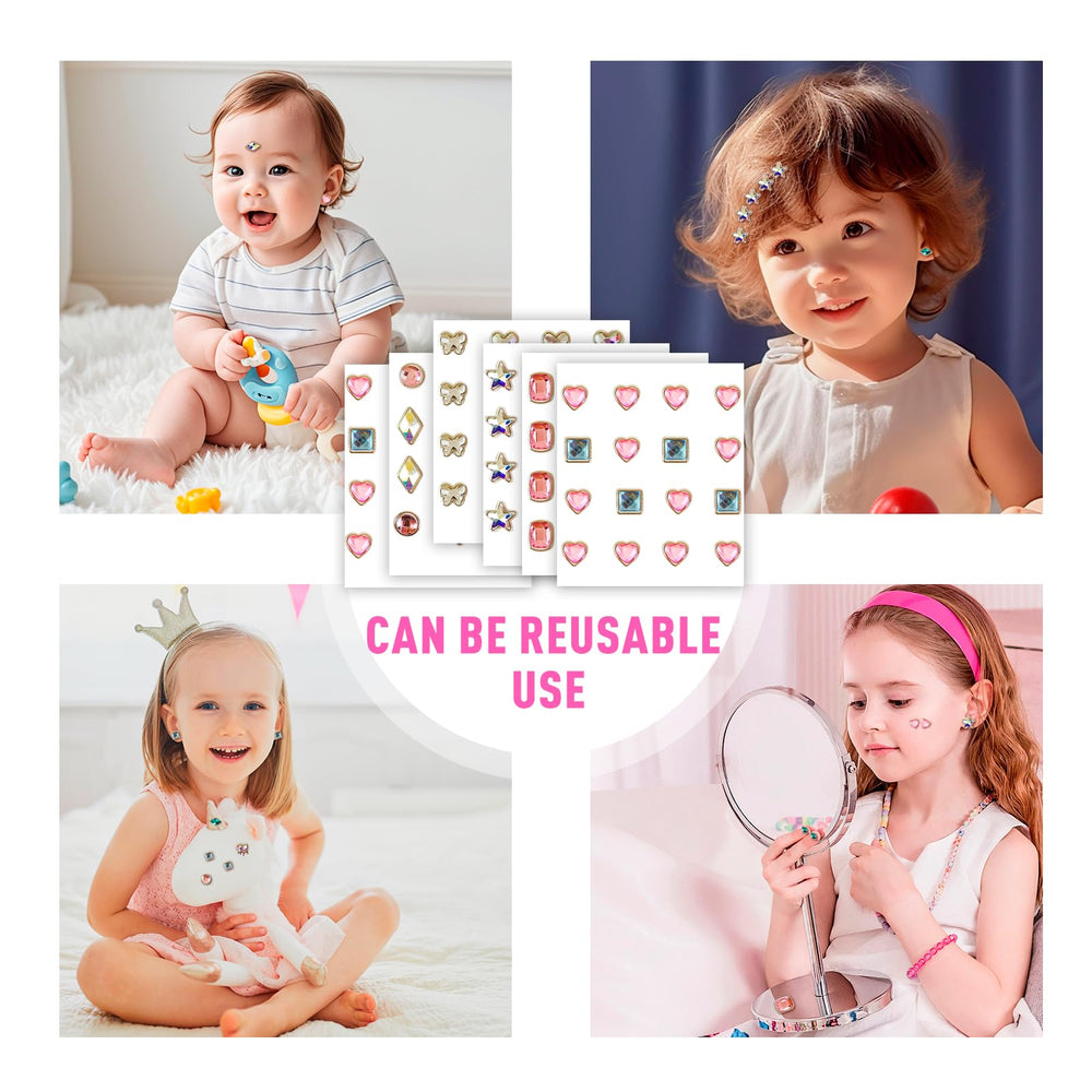 Geili Great blue gem sticker set offers blue, pink, and gold color options.