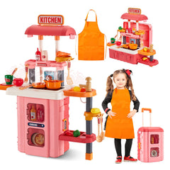 GEIYATOI 3-in-1 kids play kitchen front view with immersive sounds