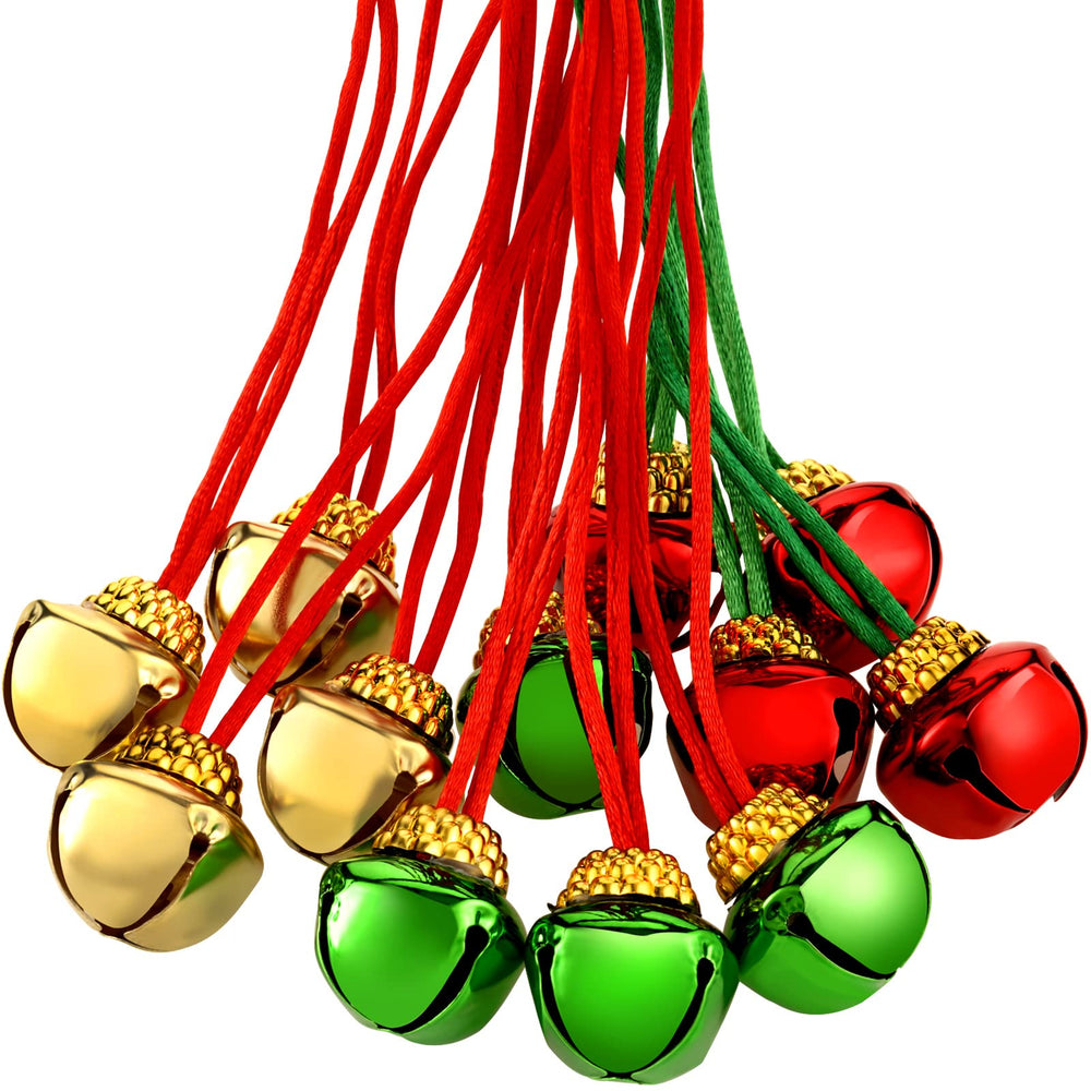 Gejoy Christmas jingle bell necklace with red rope for festive wear and crisp sound.