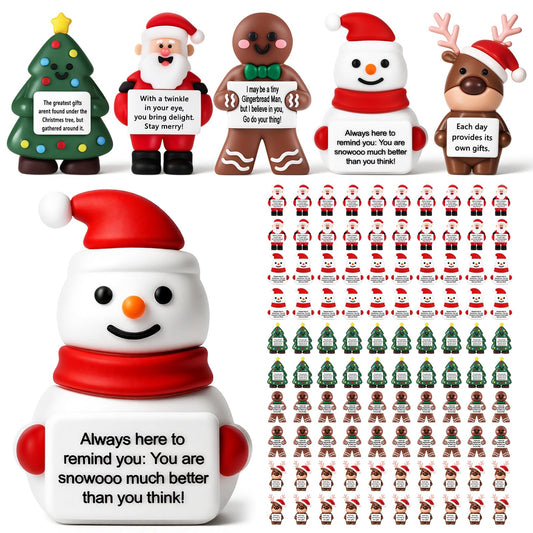 Gejoy mini Christmas tree figure with a positive slogan for desk decor