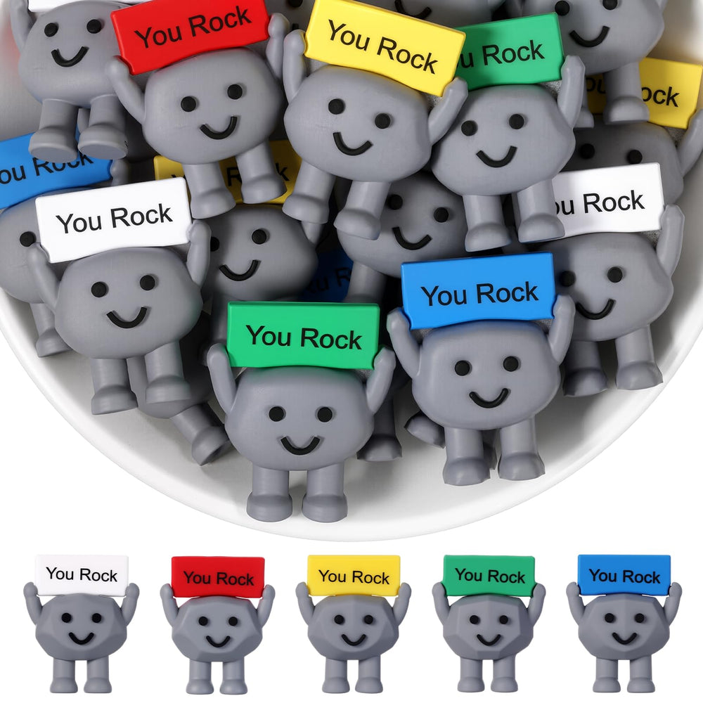 Gejoy You Rock 25pc set close-up shows durable rubber and stone-like feel for desk decor