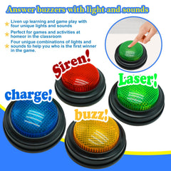 Gelabur green buzzer with light cue for team competition.