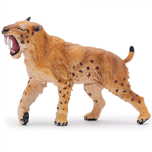 Gemini&Genius Saber-Toothed Tiger figure, front view, ideal for imaginative play and display.