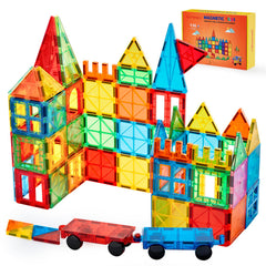 Gemmicc deluxe 136pcs magnetic tiles set for imaginative construction and play
