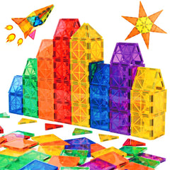Gemmicc Magnetic Tiles assembly play promotes imaginative building and hand eye coordination.