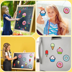 Gemscream cupcake coloring magnet doubles as charming fridge art.