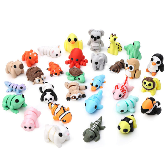 Gencokok 30-piece 3D printed animals set for desk decor and learning play.