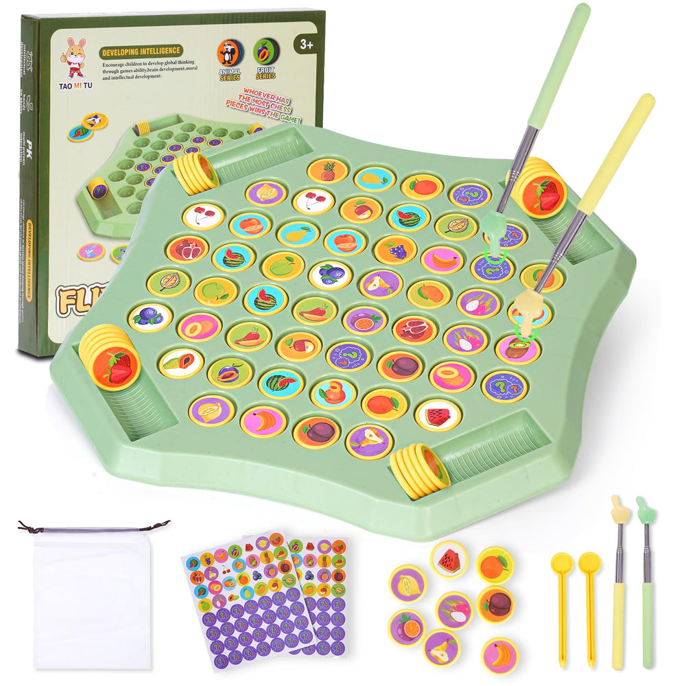 Gencokok fruit flip chess pieces with bright animal designs for memory play