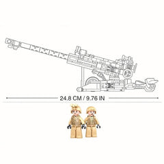 General Jim's WWII-era howitzer with two soldier figures enhances battlefield storytelling.