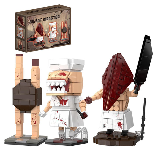 Generic 3-in-1 Silent Monster Building Blocks with red Pyramid Head figure for immersive play.