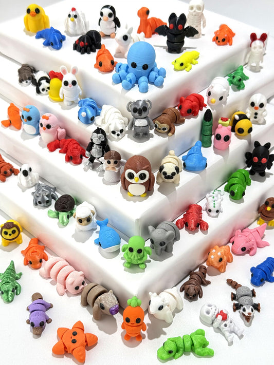 Generic 60-piece random 3D-printed animals pack cover, ideal for gifting and display.