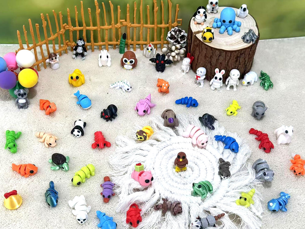 Generic collectible animal figures with unique expressions for display or trade.
