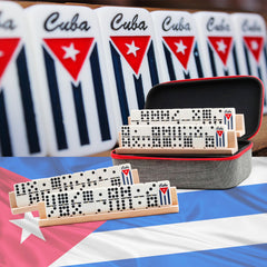 Generic Cuban dominoes double nine tiles with Cuban flag engravings for authentic play