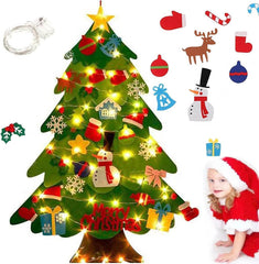 Kids decorating the felt tree in a playroom setting