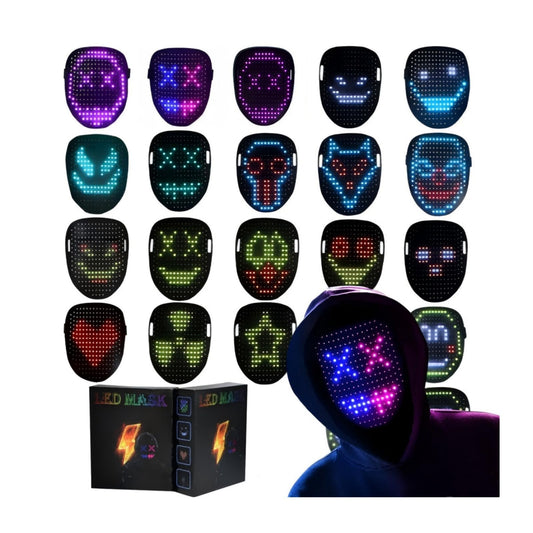 Generic LED mask front view with vibrant lights and ergonomic fit.