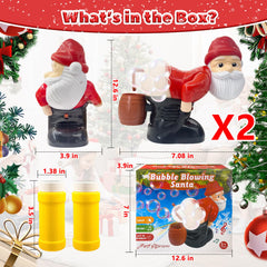 Generic Santa bubble blower belly movement with music enhances party mood.