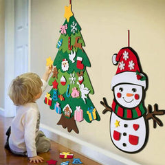 Snowman felt ornament included in festive tree decor