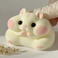 Generic Taba squishy hamster toy durable flocked surface reduces shedding during play.