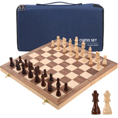 Generic Wooden Chess Set 15inch board top view, portable for travel and elegant on any table