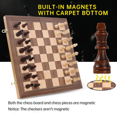 Generic Wooden Chess Set 15inch folded box inside storage, organized pieces for protection